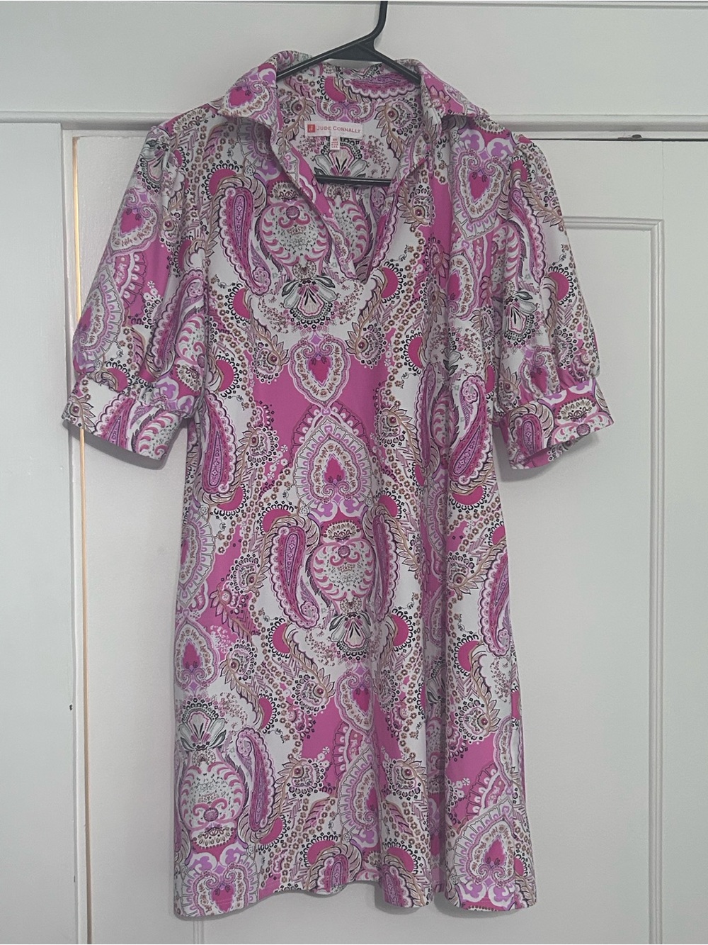 Jude Connally Emerson Jude Cloth Dress Pink Paisley XS Resort Country Club